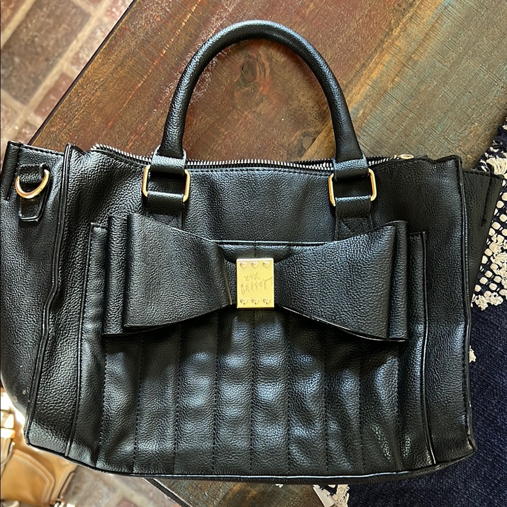 Elegant Black shoulder Tote Bag by Betsy Johnson